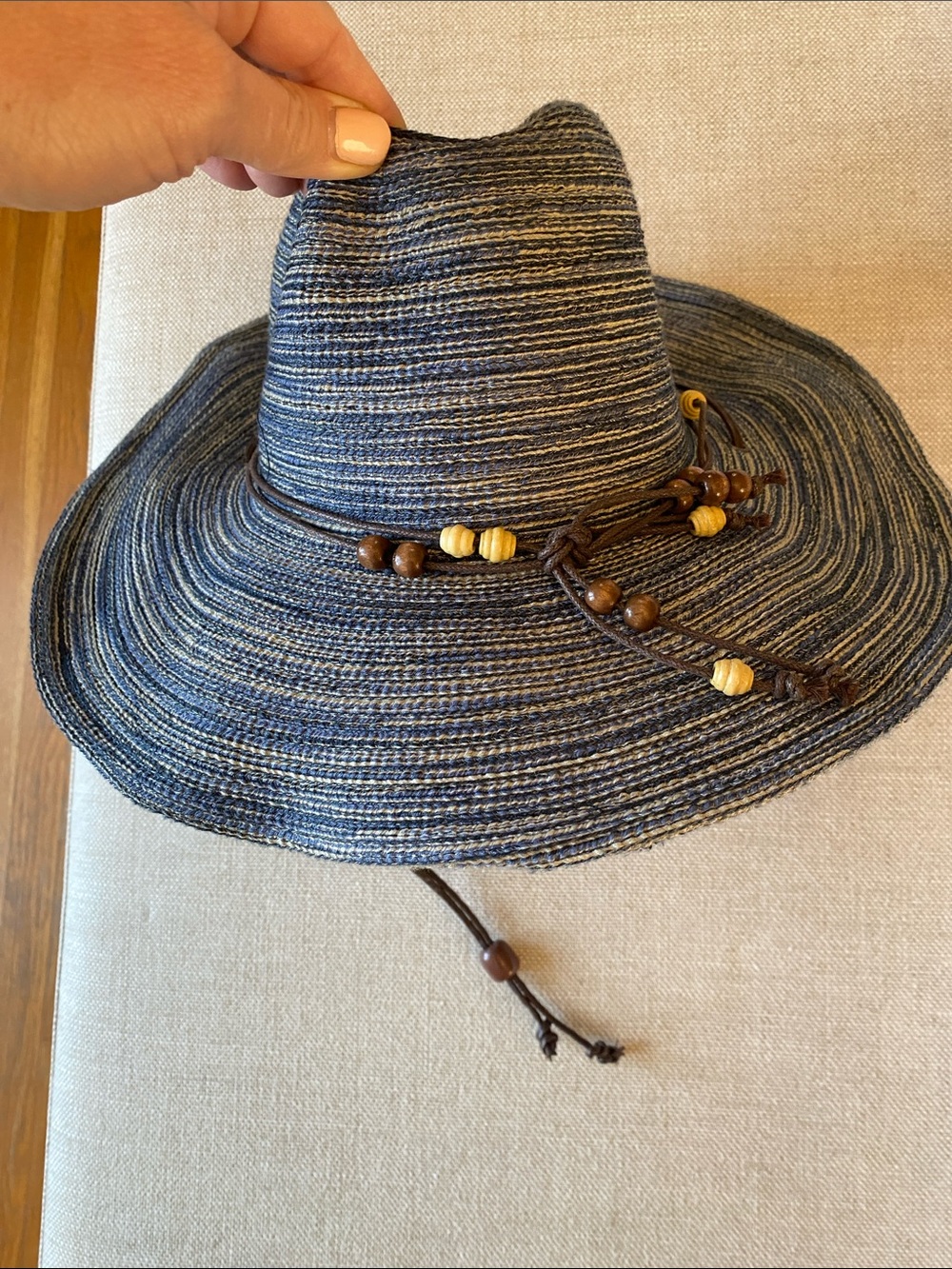 Sunday Afternoons Women's Navy Sun Hat with Beaded Chin Cord - Picture 12 of 15